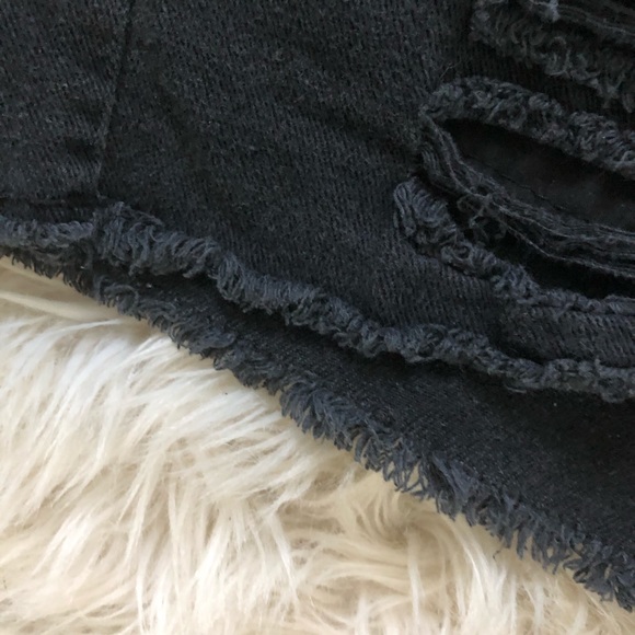 Mudd Black Denim Jean Shorts Cut-Offs Distressed - Picture 4 of 7